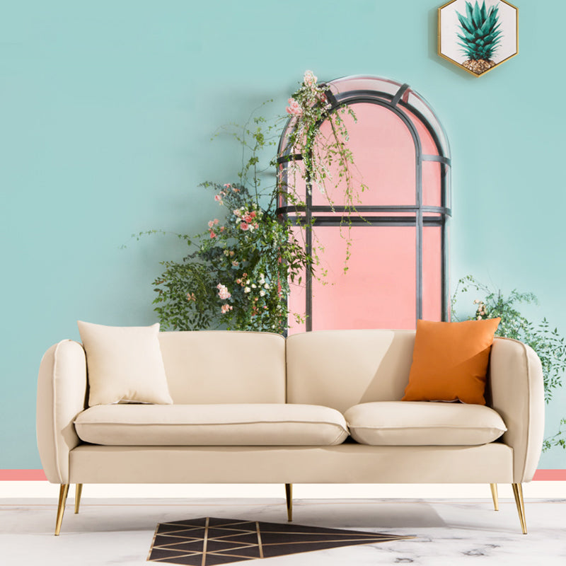 3 Seater Modern Hair Pin Legs Sofa Tuxedo Arm Chesterfield Sofa