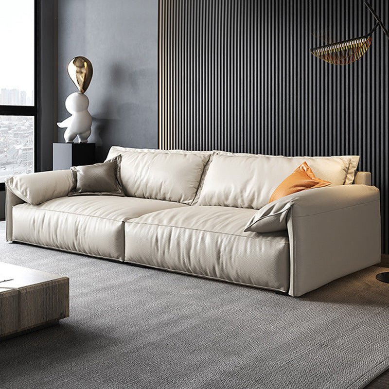 Leather Square Arm Loveseat Standard Loose Back Settee Furniture