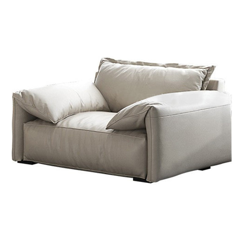 Leather Square Arm Loveseat Standard Loose Back Settee Furniture