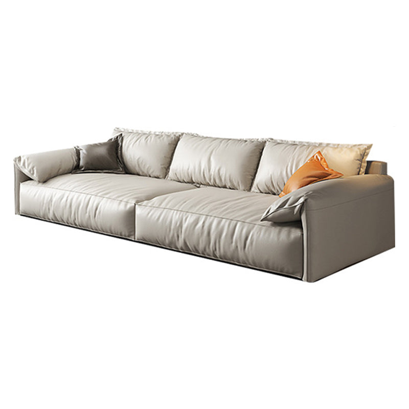 Leather Square Arm Loveseat Standard Loose Back Settee Furniture