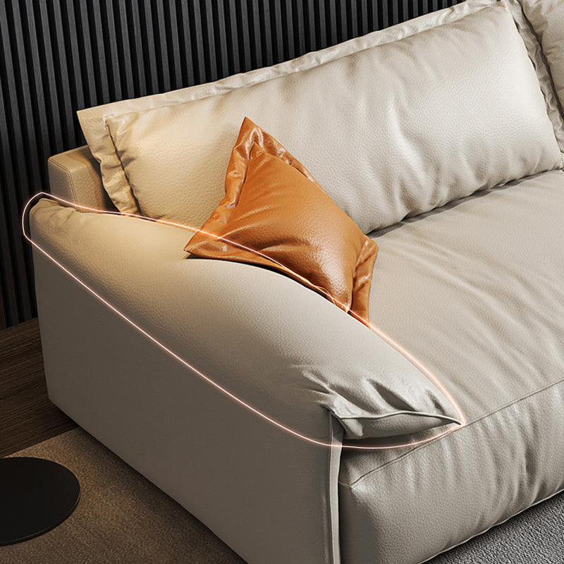 Leather Square Arm Loveseat Standard Loose Back Settee Furniture