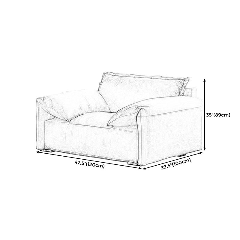 Leather Square Arm Loveseat Standard Loose Back Settee Furniture