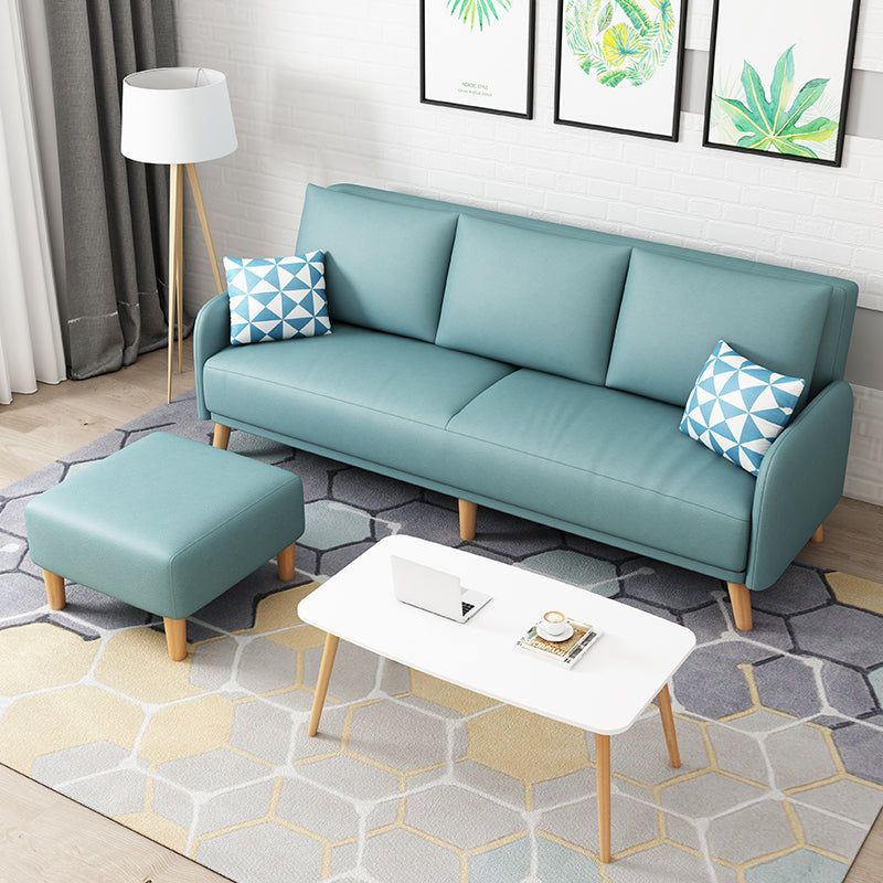Sofa convertible à bras carré de 80 "High en cuir avec oreiller, salon