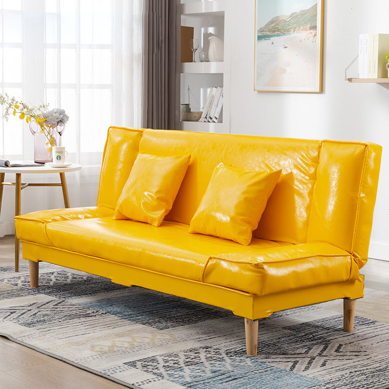 Modern Macaroon Wood 4  Legs Sofa Convertible Armless Sofe for Living Room