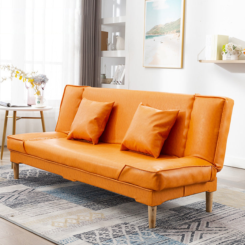 Modern Macaroon Wood 4  Legs Sofa Convertible Armless Sofe for Living Room