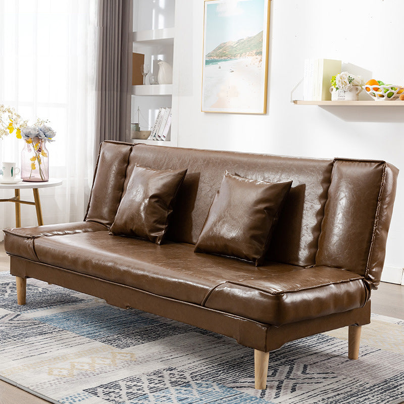 Modern Macaroon Wood 4  Legs Sofa Convertible Armless Sofe for Living Room