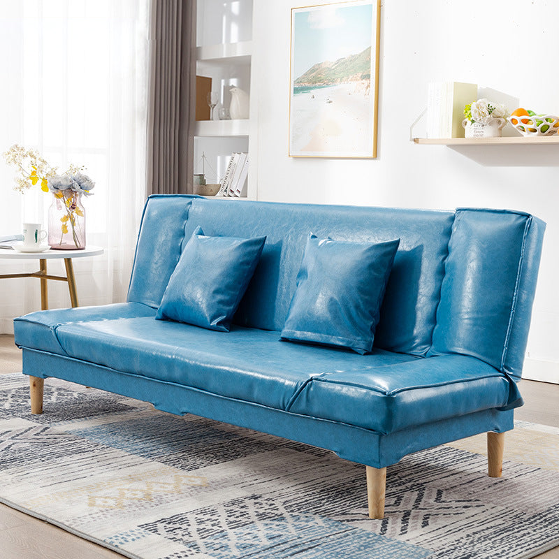 Modern Macaroon Wood 4  Legs Sofa Convertible Armless Sofe for Living Room