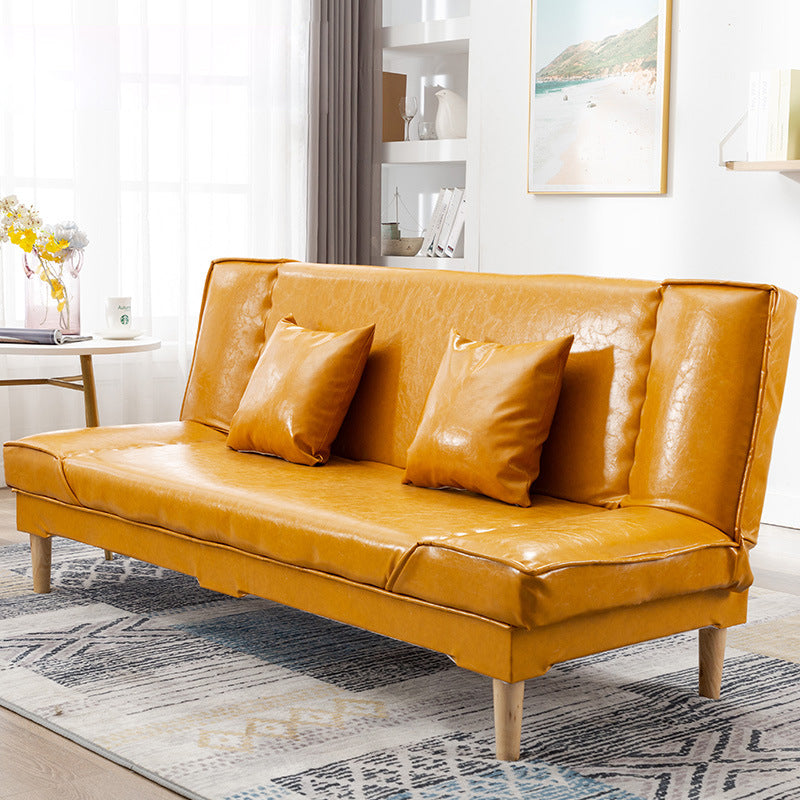 Modern Macaroon Wood 4  Legs Sofa Convertible Armless Sofe for Living Room
