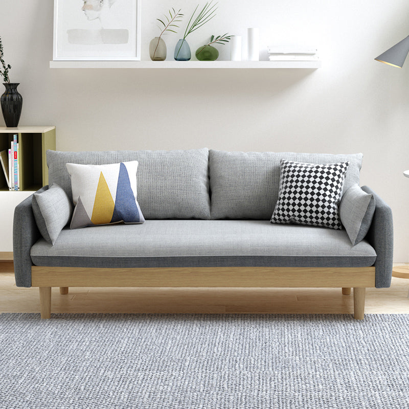 Stoff grau 3-Sitz-Quadratarmsofa Nordic mit 2 Kissen Liebeseat