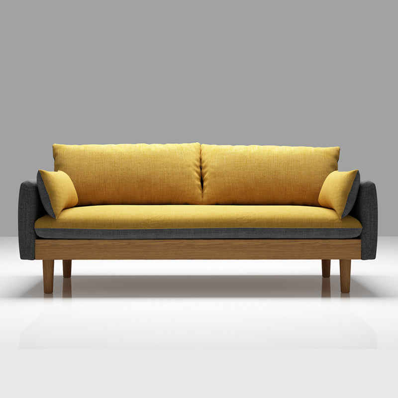 Stoff grau 3-Sitz-Quadratarmsofa Nordic mit 2 Kissen Liebeseat