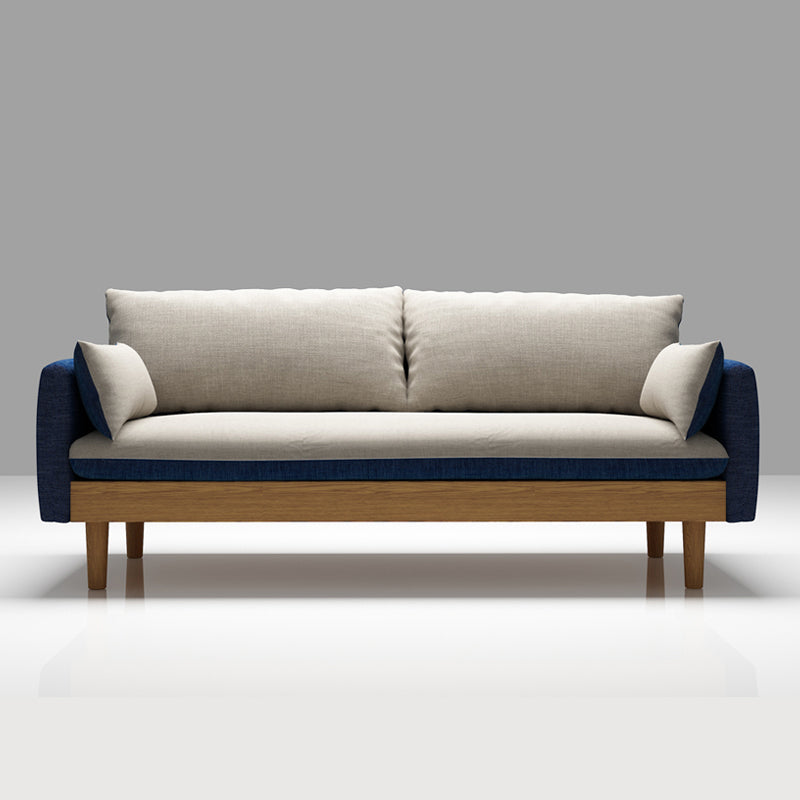 Stoff grau 3-Sitz-Quadratarmsofa Nordic mit 2 Kissen Liebeseat