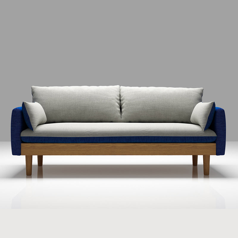 Stoff grau 3-Sitz-Quadratarmsofa Nordic mit 2 Kissen Liebeseat