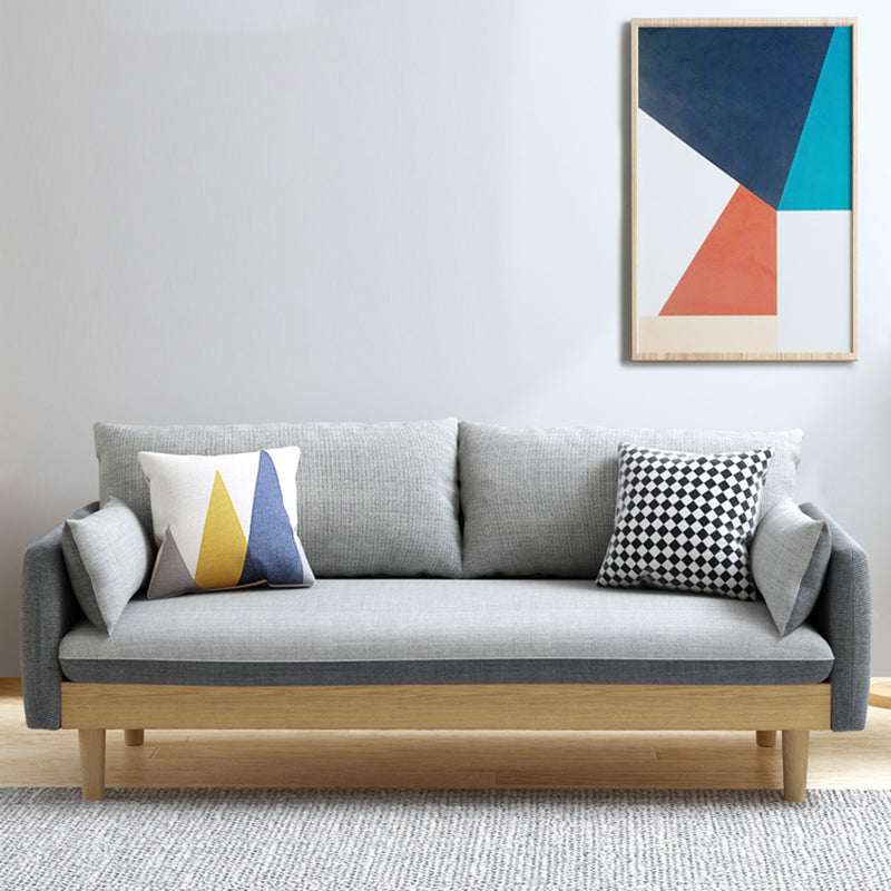 Stoff grau 3-Sitz-Quadratarmsofa Nordic mit 2 Kissen Liebeseat