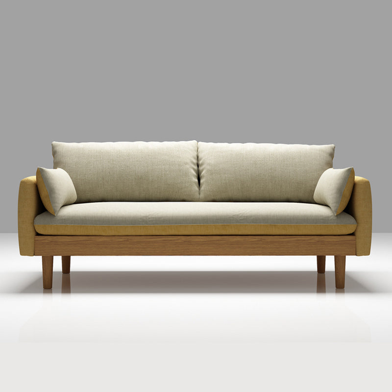 Stoff grau 3-Sitz-Quadratarmsofa Nordic mit 2 Kissen Liebeseat