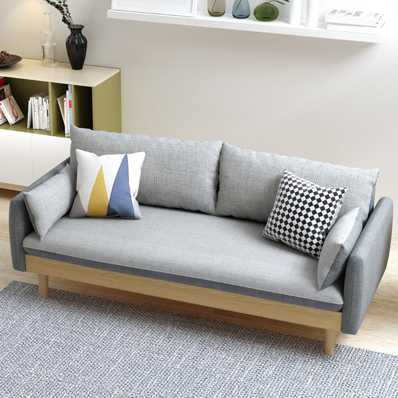 Stoff grau 3-Sitz-Quadratarmsofa Nordic mit 2 Kissen Liebeseat