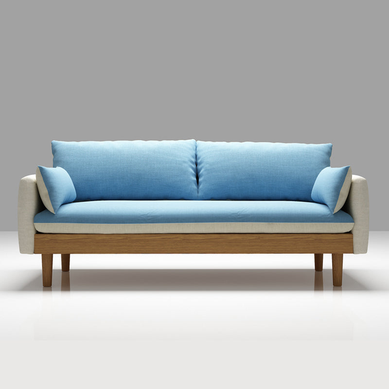 Stoff grau 3-Sitz-Quadratarmsofa Nordic mit 2 Kissen Liebeseat