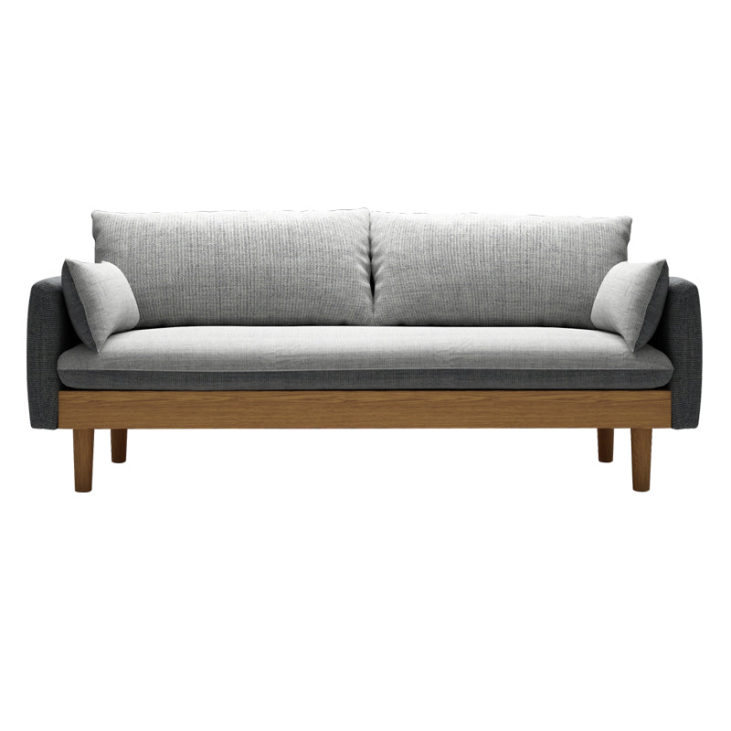 Stoff grau 3-Sitz-Quadratarmsofa Nordic mit 2 Kissen Liebeseat