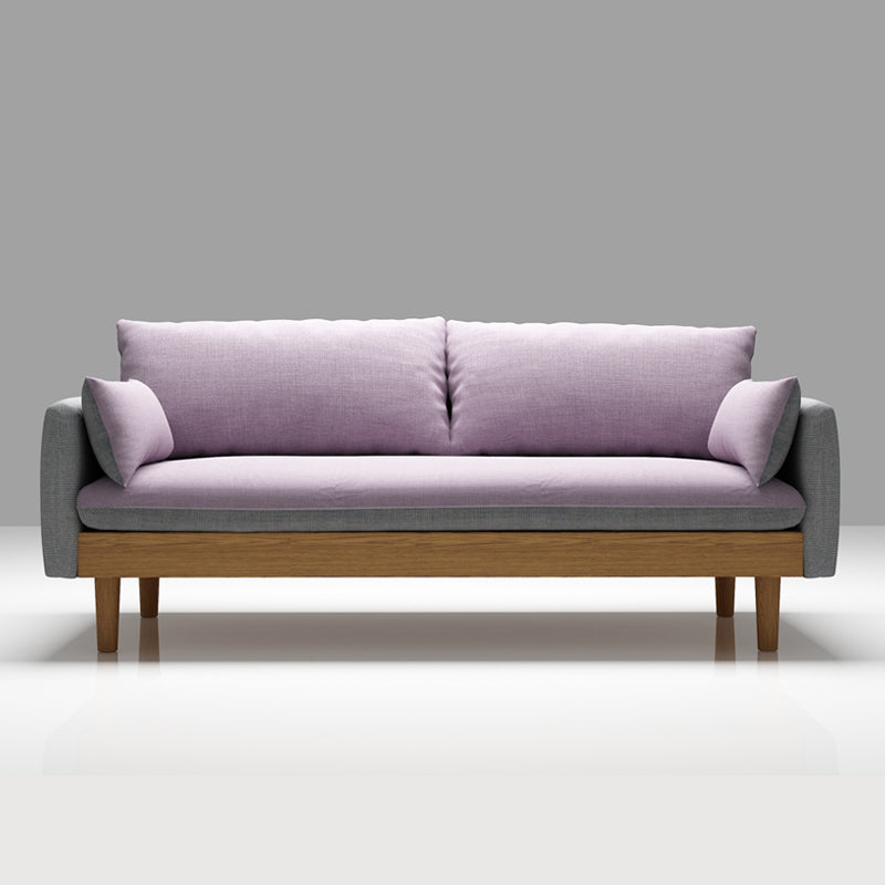 Stoff grau 3-Sitz-Quadratarmsofa Nordic mit 2 Kissen Liebeseat