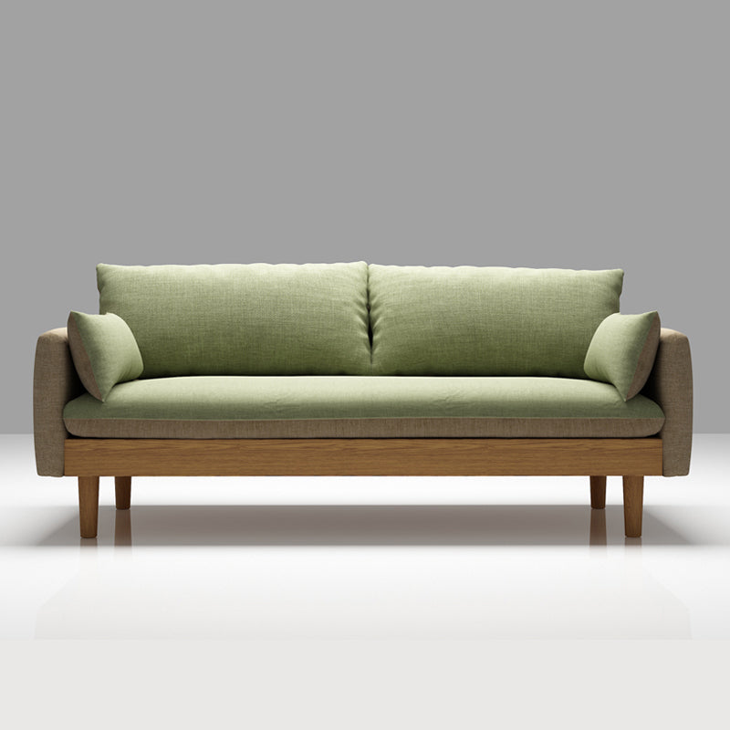 Stoff grau 3-Sitz-Quadratarmsofa Nordic mit 2 Kissen Liebeseat