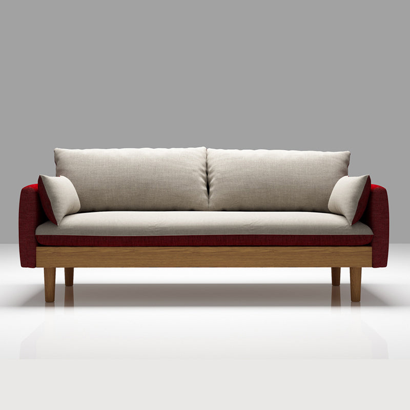 Stoff grau 3-Sitz-Quadratarmsofa Nordic mit 2 Kissen Liebeseat