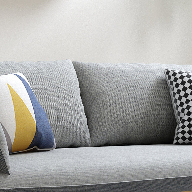 Stoff grau 3-Sitz-Quadratarmsofa Nordic mit 2 Kissen Liebeseat