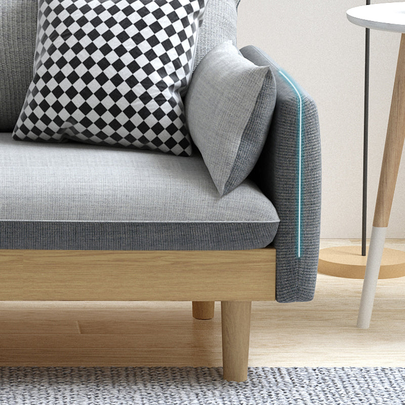 Stoff grau 3-Sitz-Quadratarmsofa Nordic mit 2 Kissen Liebeseat