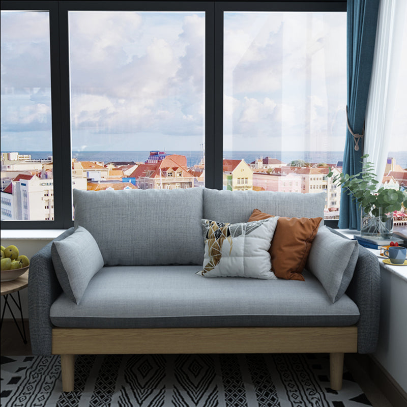 Stoff grau 3-Sitz-Quadratarmsofa Nordic mit 2 Kissen Liebeseat