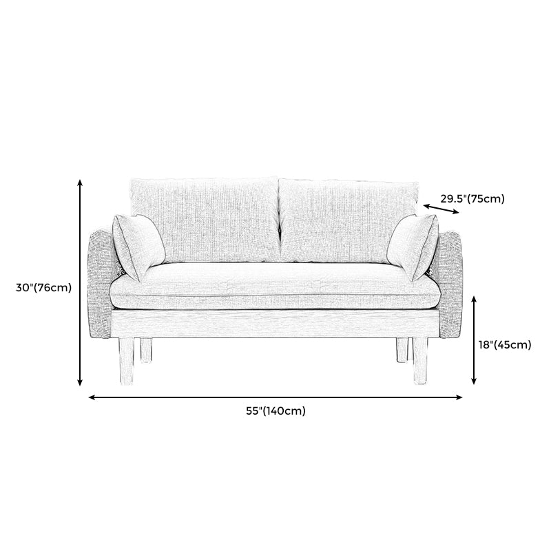 Stoff grau 3-Sitz-Quadratarmsofa Nordic mit 2 Kissen Liebeseat