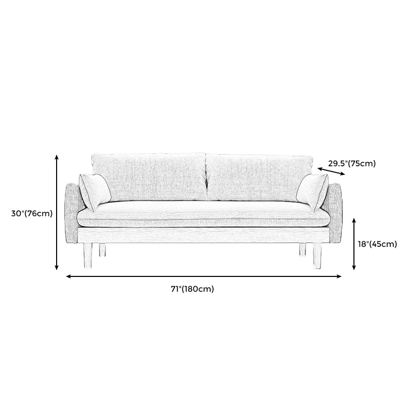 Stoff grau 3-Sitz-Quadratarmsofa Nordic mit 2 Kissen Liebeseat