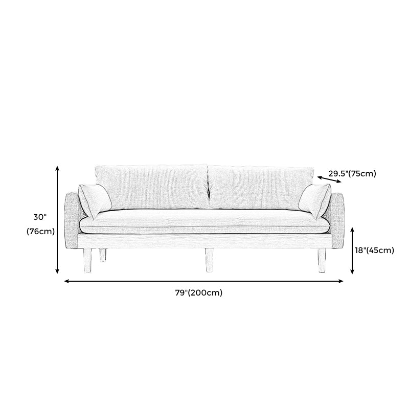 Stoff grau 3-Sitz-Quadratarmsofa Nordic mit 2 Kissen Liebeseat