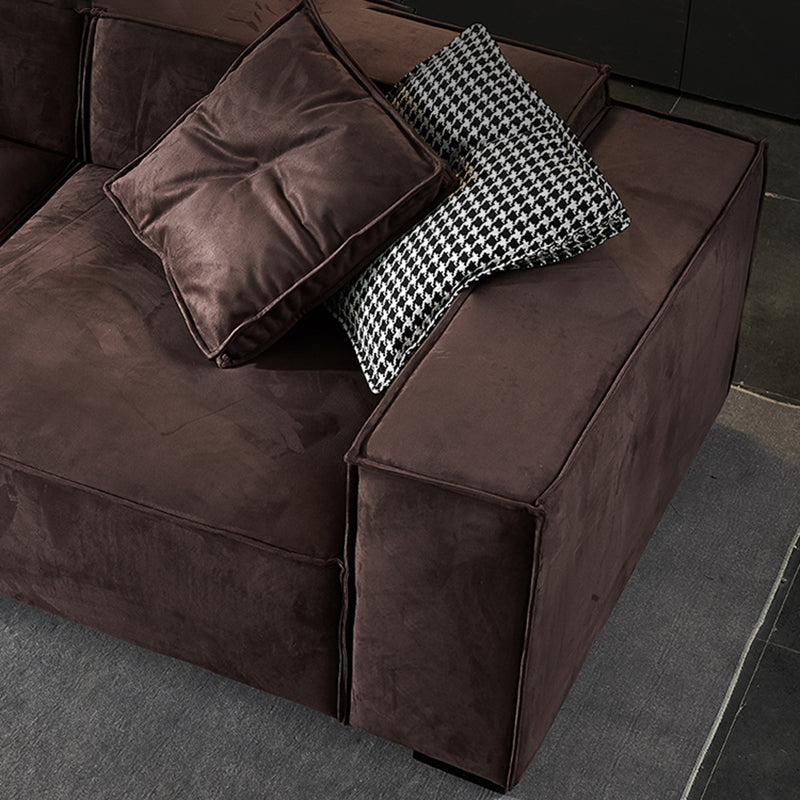 Contemporary Scratch resistant Sofa 25.6"H Fabric Tight Back Square Arm Sofa,Dark Brown