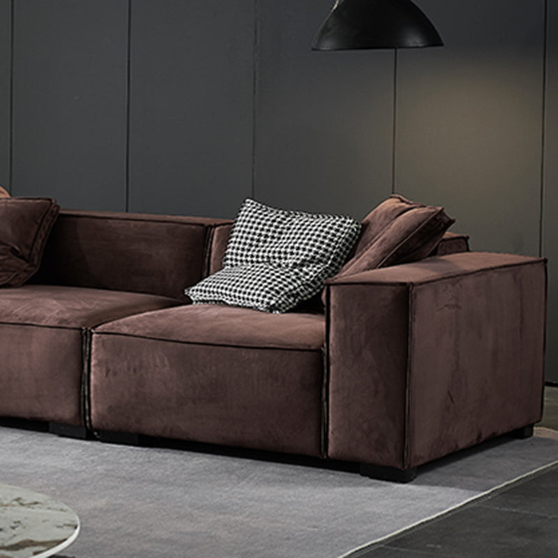 Canapé contemporain résistant aux rayures 25,6 "H tissu arrière serré carré de bras carré, marron foncé