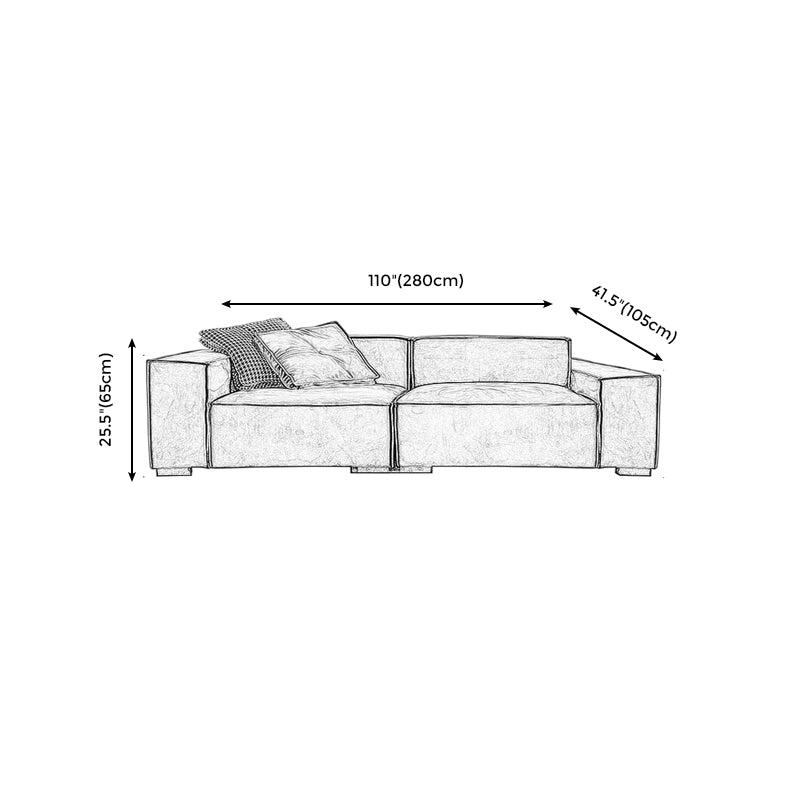 Contemporary Scratch resistant Sofa 25.6"H Fabric Tight Back Square Arm Sofa,Dark Brown
