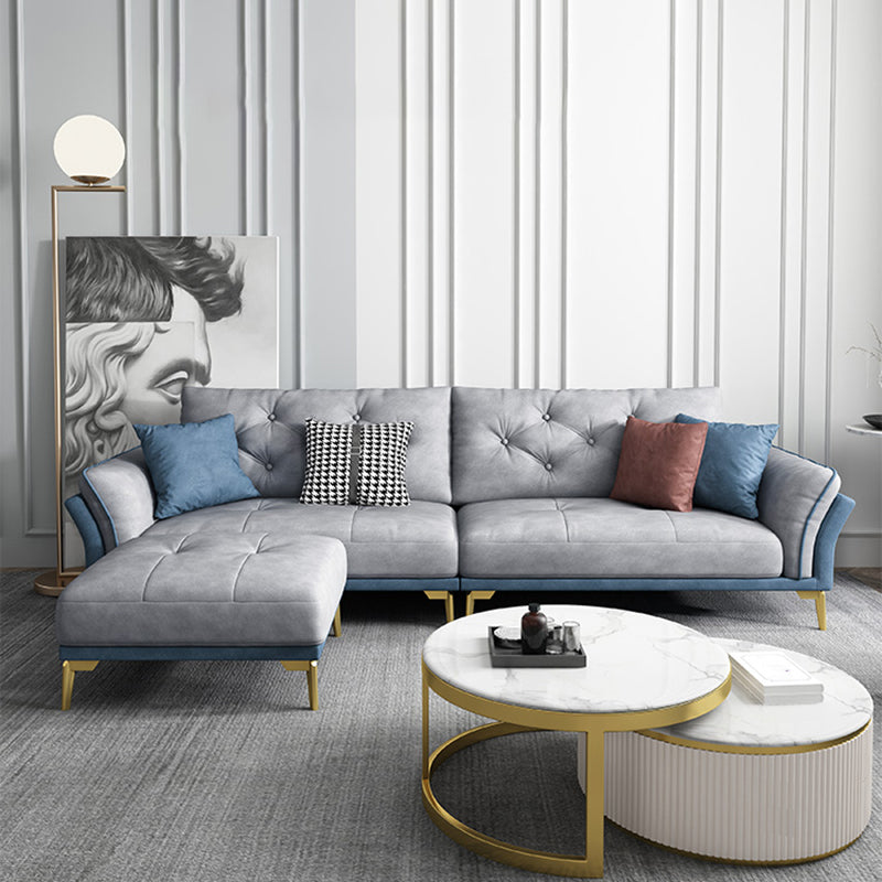 Mid Century Modern Tufted Split-Back Sofa 29.53"H Fabric Flared Arm Sofa