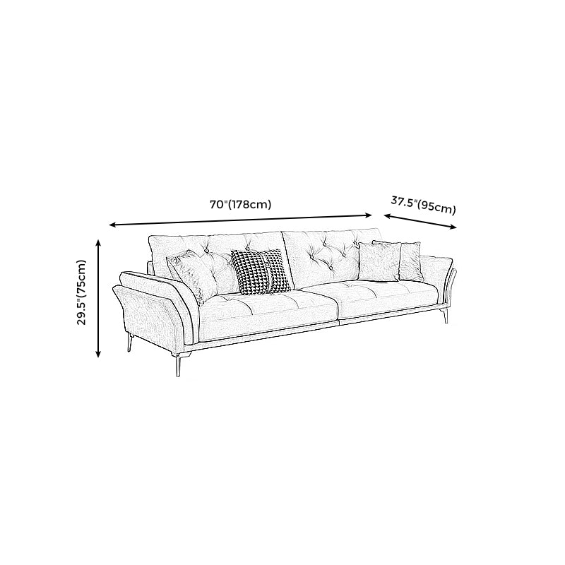 Mid Century Modern Tufted Split-Back Sofa 29.53"H Fabric Flared Arm Sofa