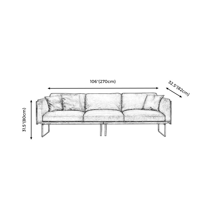 Wooden Genuine Leather Cushions Sofa 31.5"H Contemporary Industrial Square Arm Sofa,Black