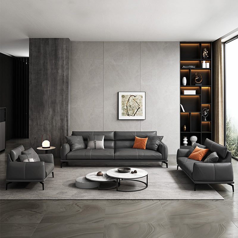 Modern Style Solid Wood Base Leather & Imitation Leather Rectangular Sofa