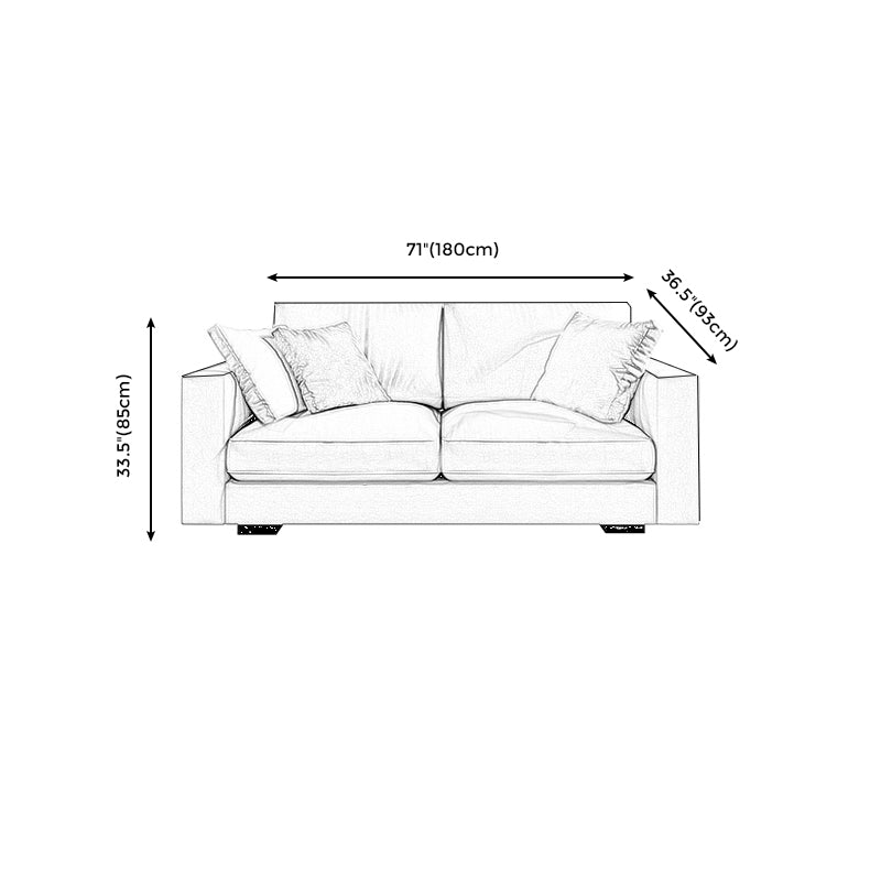 Scandinavian Standard Sofa with Multiple Cushion Seat 33.46"High Square Arm Sofa