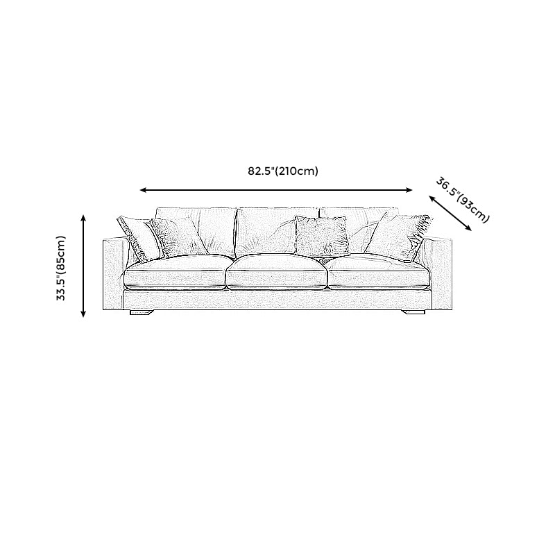 Scandinavian Standard Sofa with Multiple Cushion Seat 33.46"High Square Arm Sofa