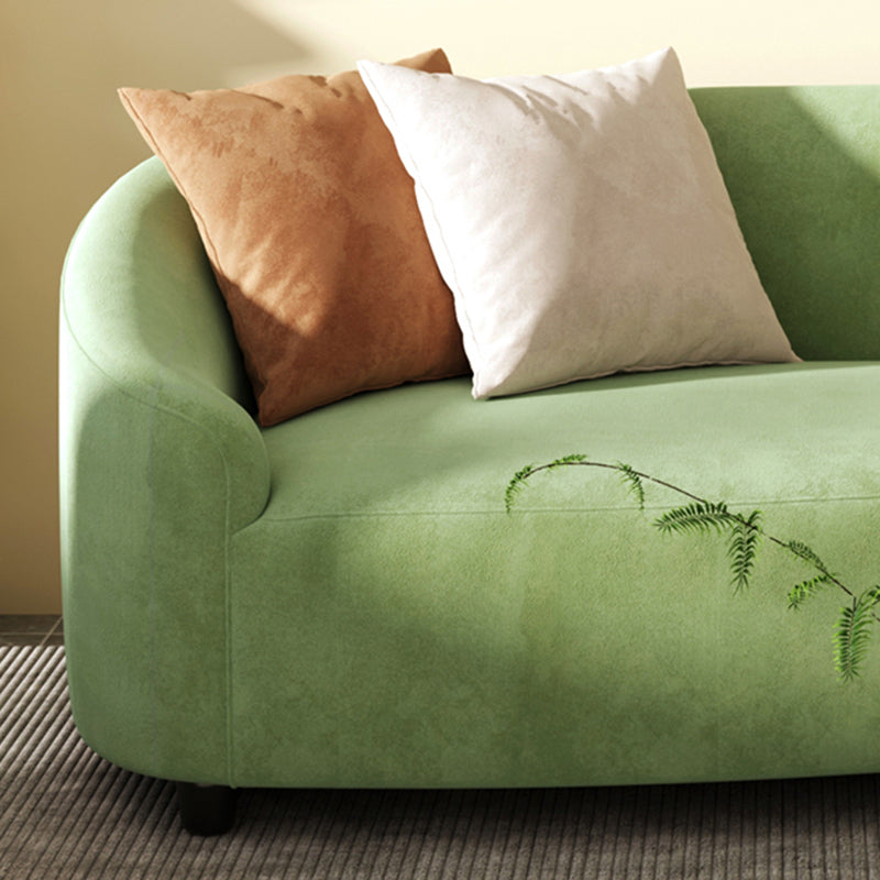 Loveseat curvado de terciopelo moderno con espalda apretada para una sala de bonificación