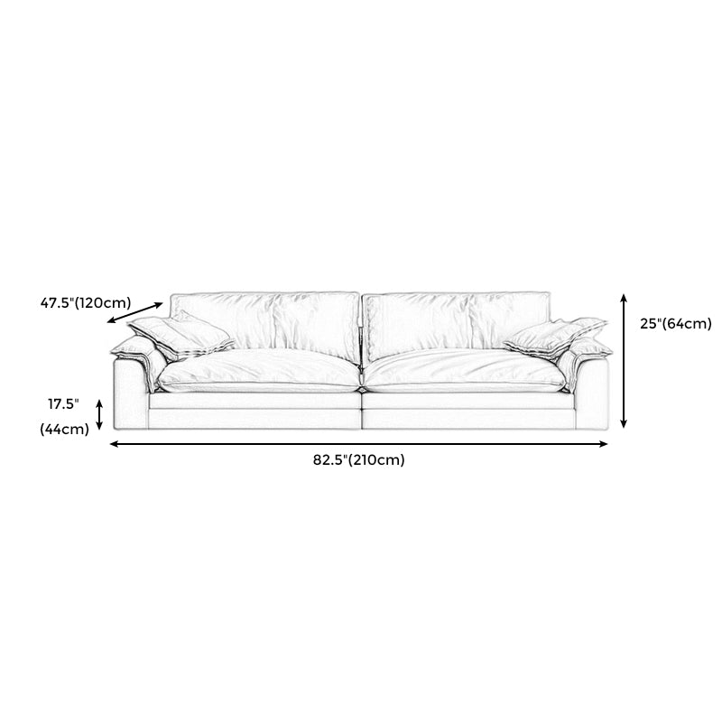 Grey Contemporary Faux Leather Pillow Top Arm Sofa with Loose Back for Living Room
