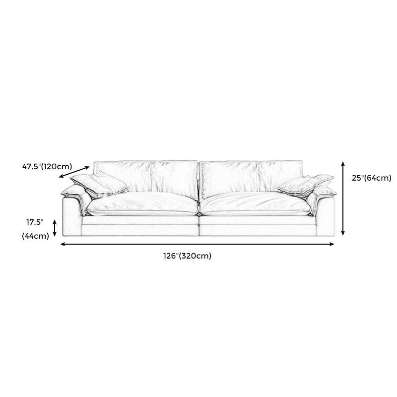 Grey Contemporary Faux Leather Pillow Top Arm Sofa with Loose Back for Living Room