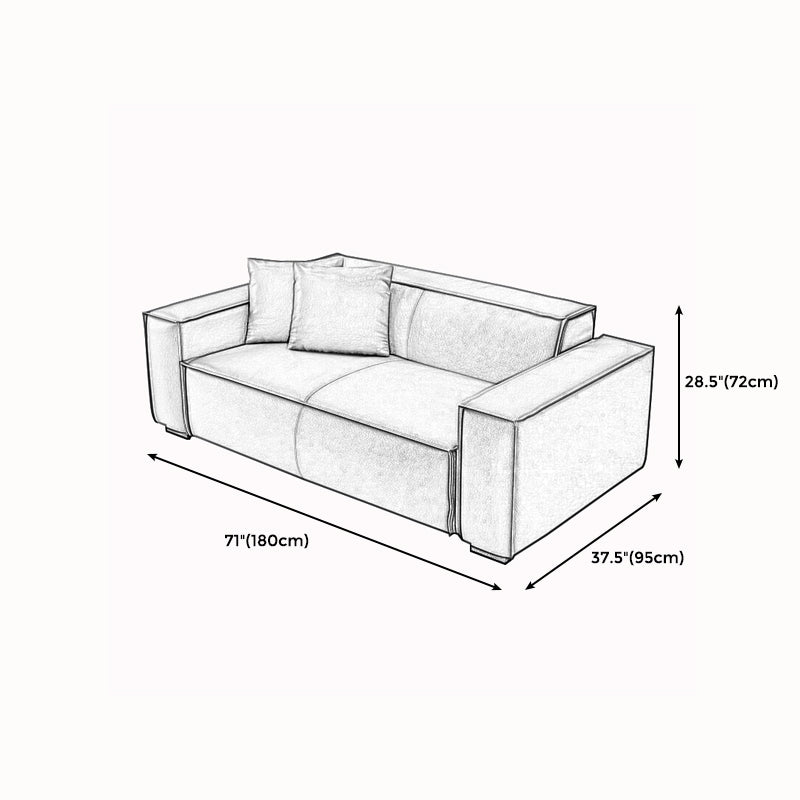 Modern Style Solid Wood Base Leather & Namib Black Rectangular Sofa