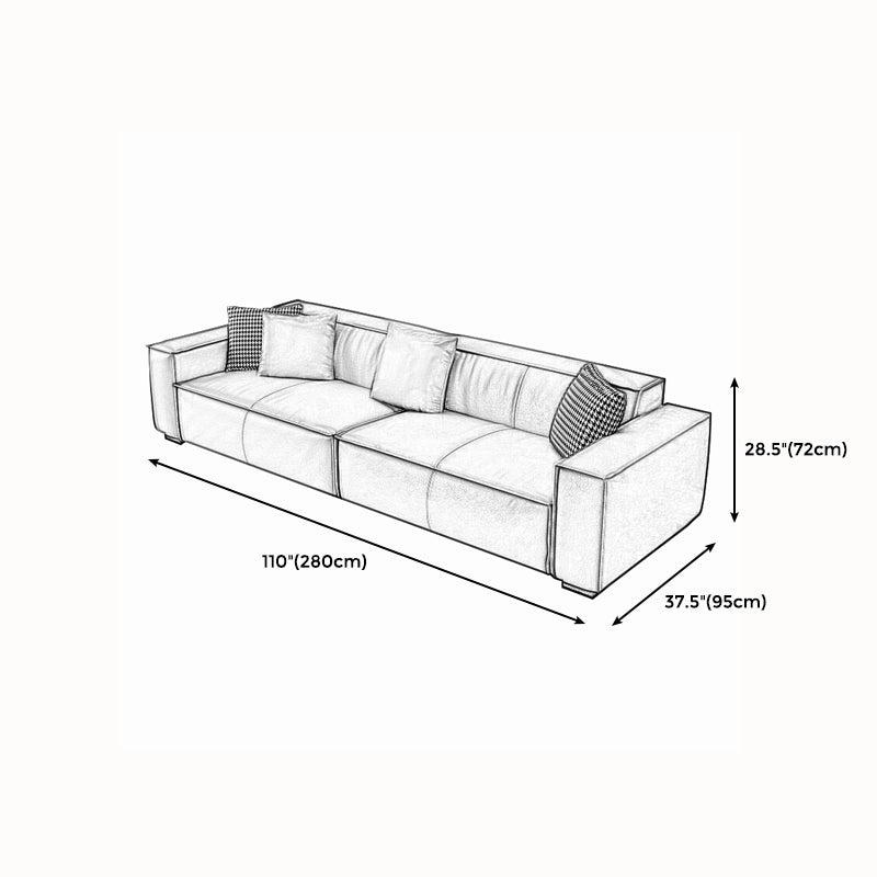 Modern Style Solid Wood Base Leather & Namib Black Rectangular Sofa