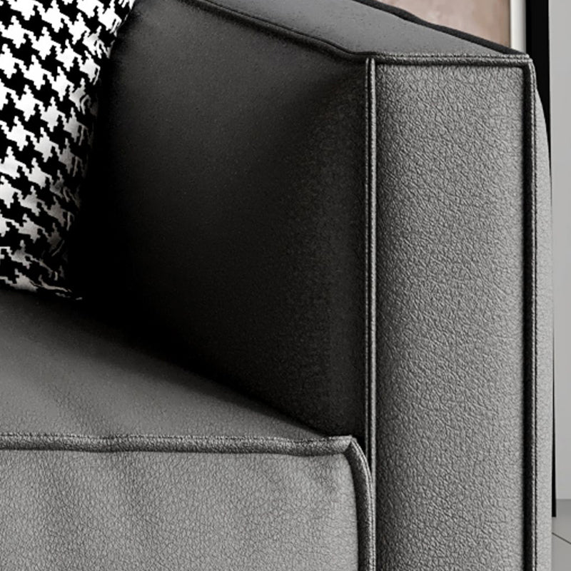 Faux Leder Square Arm Standard -Sofa mit Stirnkissen, fleckbeständiger