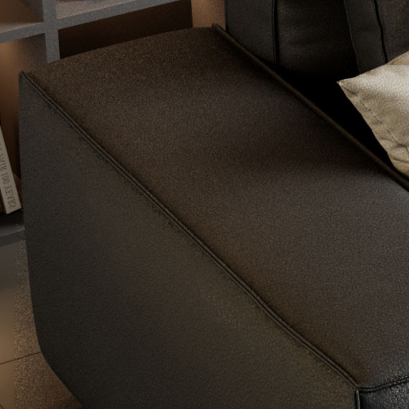 Faux Leder Square Arm Standard -Sofa mit Stirnkissen, fleckbeständiger