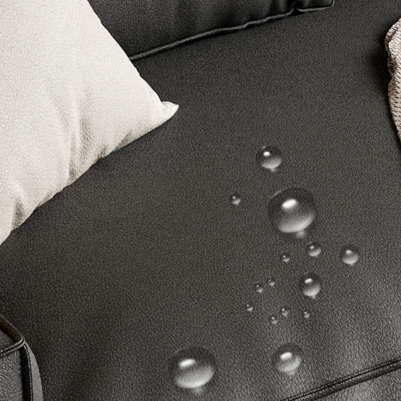 Faux Leder Square Arm Standard -Sofa mit Stirnkissen, fleckbeständiger