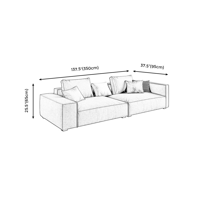 Faux Leder Square Arm Standard -Sofa mit Stirnkissen, fleckbeständiger