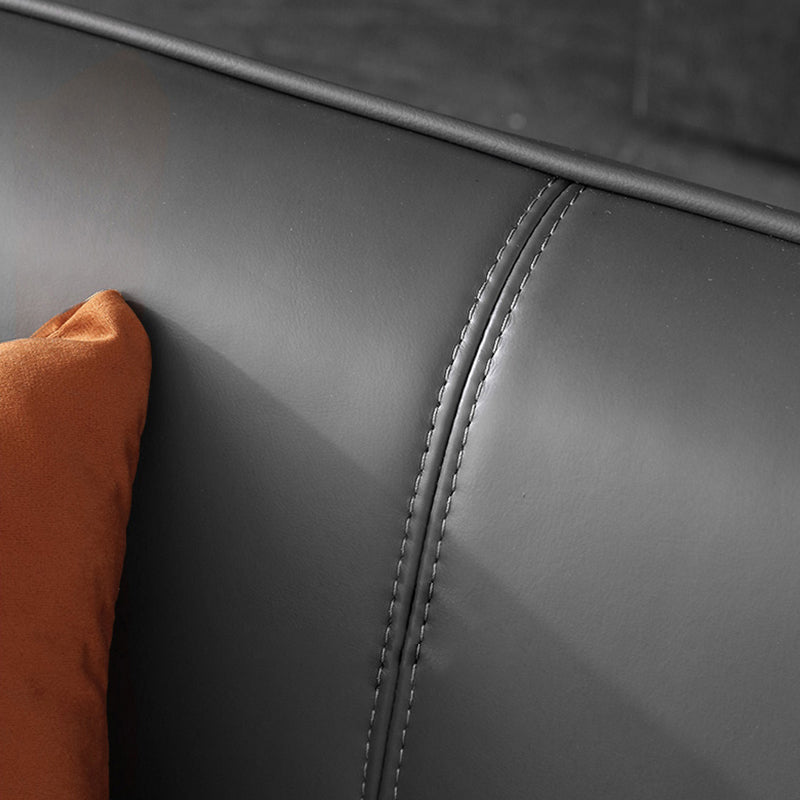 Reposabrazos cuadrado con almohada de cuero/imitación de cuero negro cojinete acolchado