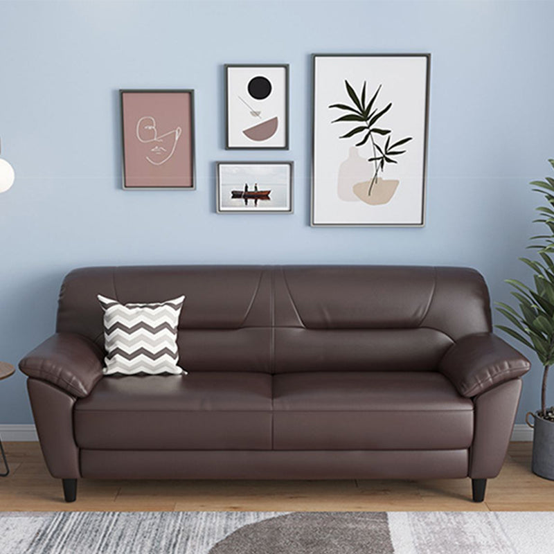 Brown Leather Flared Arm Setee Standard Loose Back Settee Furniture